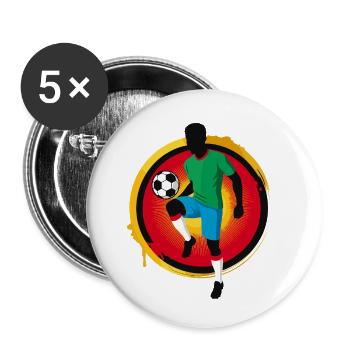 Footballeur puissant – Graphismes de sport rétro - Lot de 5 petits badges (25 mm) - blanc - Devant