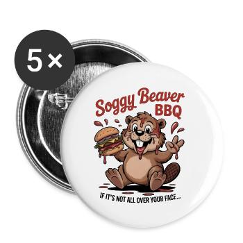 Durchnässter Bibergrill - Buttons klein 25 mm (5er Pack) - Weiß - Vorne
