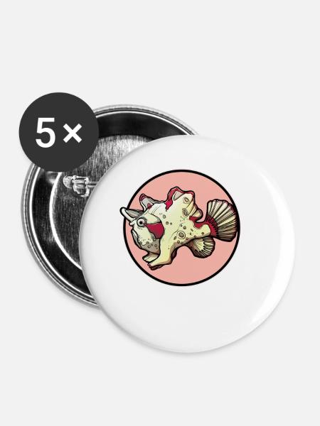 Frogfish Anglerfisch - Buttons klein 25 mm (5er Pack) - Weiß