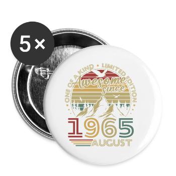 Vintage Août 1965 Rétro Cadeau Anniversaire - Lot de 5 petits badges (25 mm) - blanc - Devant