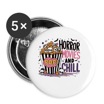 Horror Movies and Chill - Scary Movie Night Shirt - Buttons small 1''/25 mm (5-pack) - white - Front
