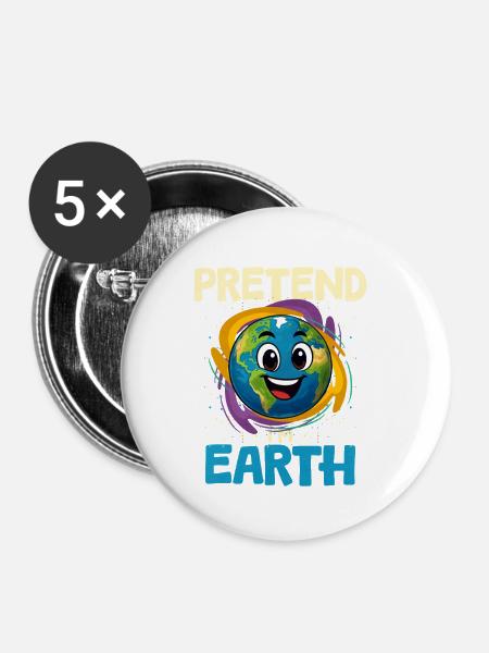 Erde Planet - Buttons klein 25 mm (5er Pack) - Weiß