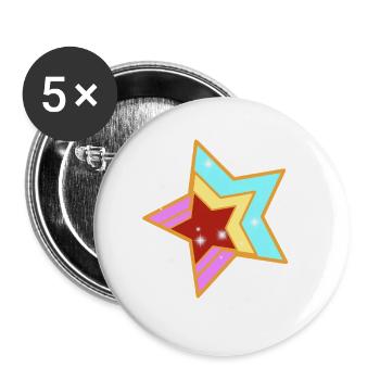 Rétro étoiles Vintage Années 60 80 - Lot de 5 petits badges (25 mm) - blanc - Devant