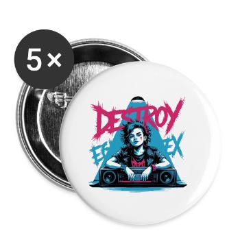 DÉTRUIRE LE SYSTÈME - Lot de 5 petits badges (25 mm) - blanc - Devant