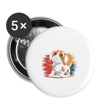 Beagle Mama, marchand de collations légendaire - Lot de 5 petits badges (25 mm) - blanc - Devant