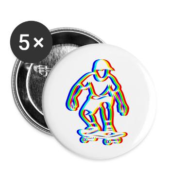 Glitch Skater – Straßenschwingungen - Buttons klein 25 mm (5er Pack) - Weiß - Vorne