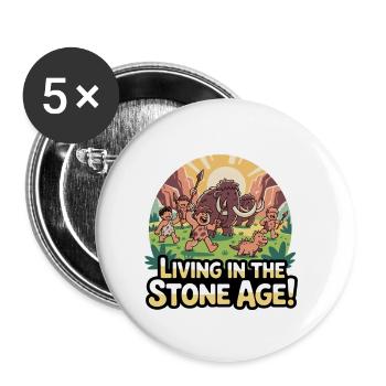 HÖHLENMENSCHEN, DIE IN DER STEINZEIT LEBEN - Buttons klein 25 mm (5er Pack) - Weiß - Vorne