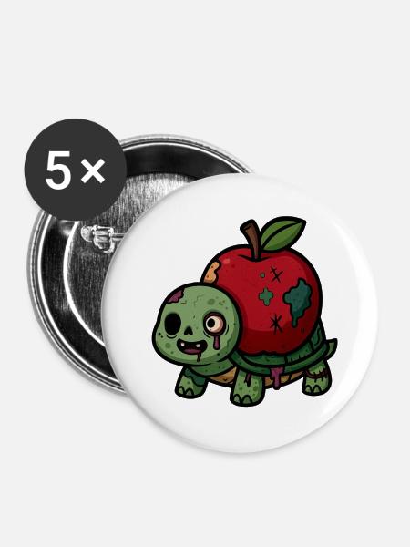 Zombiekröte - Buttons klein 25 mm (5er Pack) - Weiß