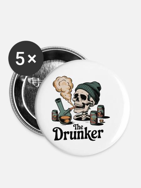 DER BETRUNKENE - Buttons klein 25 mm (5er Pack) - Weiß