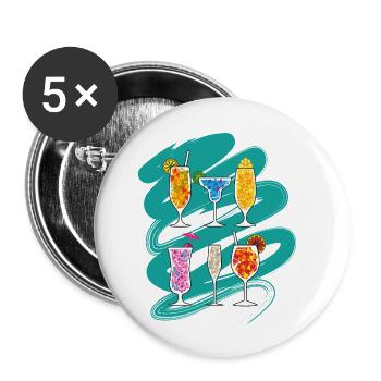 Les cocktails en - Lot de 5 petits badges (25 mm) - blanc - Devant
