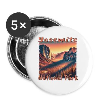 Parc national de Yosemite Randonnée dans la nature Sun Grunge - Lot de 5 petits badges (25 mm) - blanc - Devant