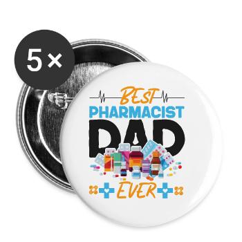 Technicien en pharmacie - Lot de 5 petits badges (25 mm) - blanc - Devant