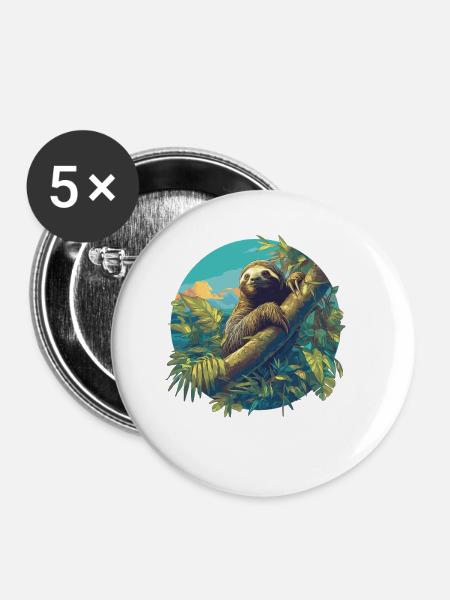 Faultiere Faultier - Buttons klein 25 mm (5er Pack) - Weiß