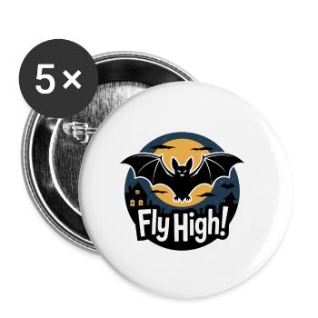 BATS FLY HIGH - Buttons small 1''/25 mm (5-pack) - white - Front