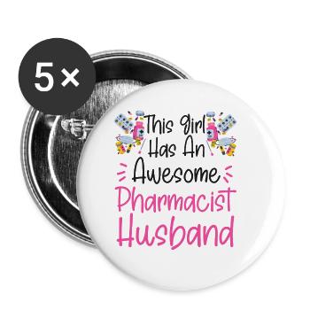 Technicien en pharmacie - Lot de 5 petits badges (25 mm) - blanc - Devant