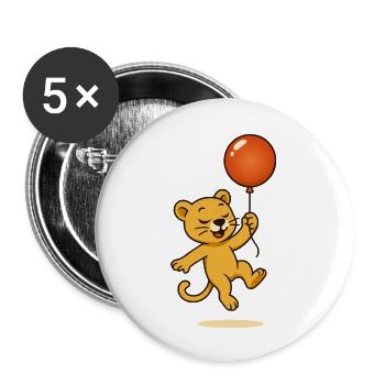 Cheerful lion with balloon soaring through the air - Buttons small 1''/25 mm (5-pack) - white - Front