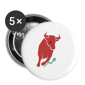 Bullenmarkt Aktienhandel Investor Design Bull - Buttons klein 25 mm (5er Pack) - Weiß - Vorne