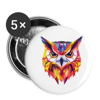 Low Poly Eule – modernes Design für Schlaue - Buttons klein 25 mm (5er Pack) - Weiß - Vorne