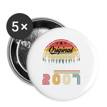 2007 Vintage Born 2007 Vintage Geburtstagsgeschenk - Buttons klein 25 mm (5er Pack) - Weiß - Vorne