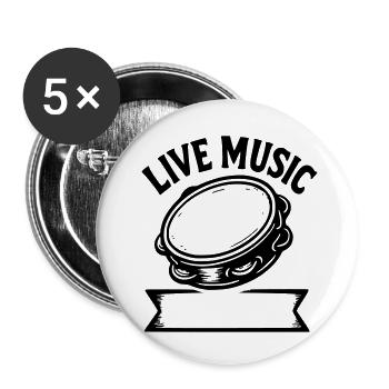 Live-Musik - Buttons klein 25 mm (5er Pack) - Weiß - Vorne