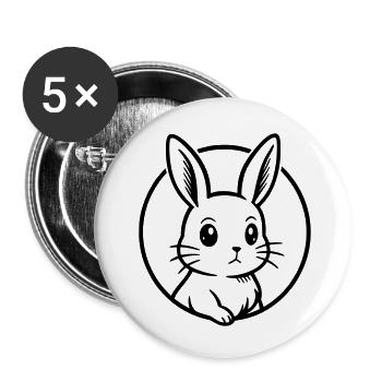 Kaninchen - Buttons klein 25 mm (5er Pack) - Weiß - Vorne