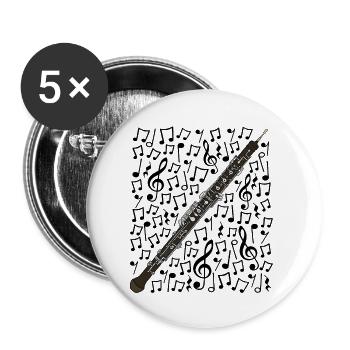 Oboe Musical Notes Oboist Musician Orchestra - Buttons small 1''/25 mm (5-pack) - white - Front