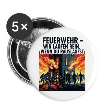 Pompiers : Nous arrivons - Lot de 5 petits badges (25 mm) - blanc - Devant