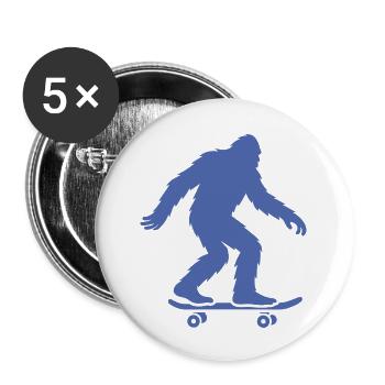 Bigfoot Sasquatch Skateboard Silhouette Minimalist - Buttons small 1''/25 mm (5-pack) - white - Front