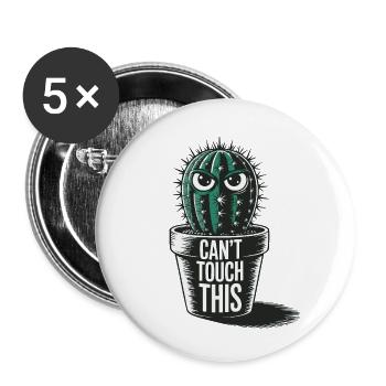 Can't Touch This – Lustiger Kaktus mit Spruch - Buttons klein 25 mm (5er Pack) - Weiß - Vorne