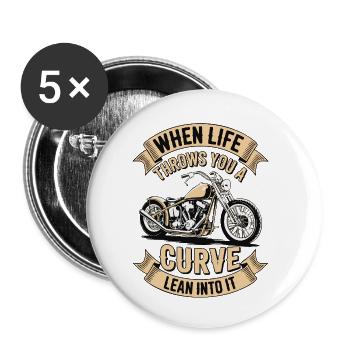 When Life Throws You a Curve – Biker Design - Buttons klein 25 mm (5er Pack) - Weiß - Vorne