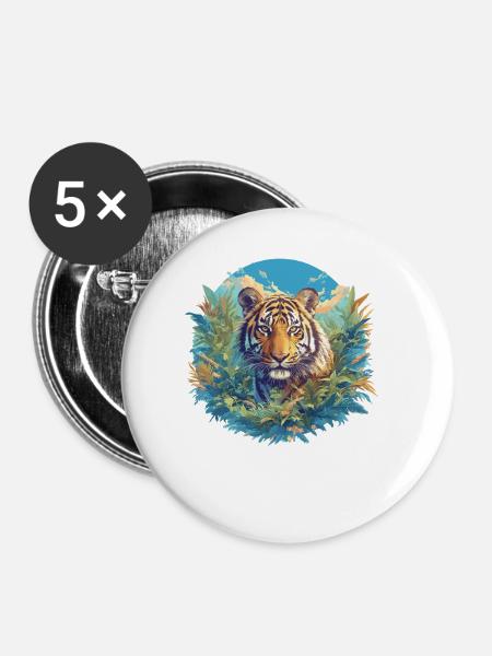 Sumatra-Tiger - Buttons klein 25 mm (5er Pack) - Weiß