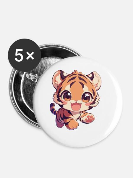 Sumatra-Tiger - Buttons klein 25 mm (5er Pack) - Weiß