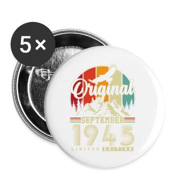 Original September 1945 Year Birthday - Buttons small 1''/25 mm (5-pack) - white - Front