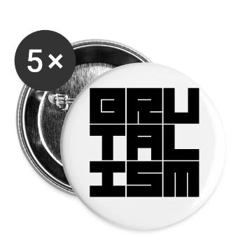 Brutalism geometric typography logo design - Buttons small 1''/25 mm (5-pack) - white - Front