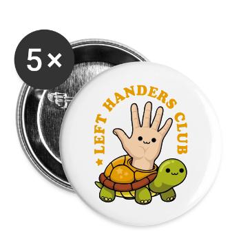 Left Handers Club - Whimsical Turtle - Buttons small 1''/25 mm (5-pack) - white - Front