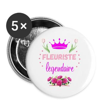 Fleuriste Légendaire - Lot de 5 petits badges (25 mm) - blanc - Devant