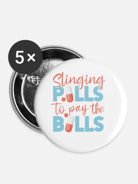 Pharmacy Tech Technician - Buttons klein 25 mm (5er Pack) - Weiß