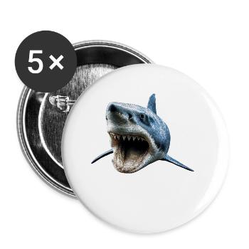Shark Shark Tiger Shark Diver Cute Sharks Great White Shark - Buttons small 1''/25 mm (5-pack) - white - Front