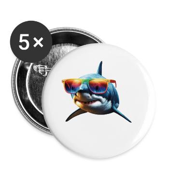 Shark Shark Tiger Shark Diver Cute Sharks Great White Shark - Buttons small 1''/25 mm (5-pack) - white - Front