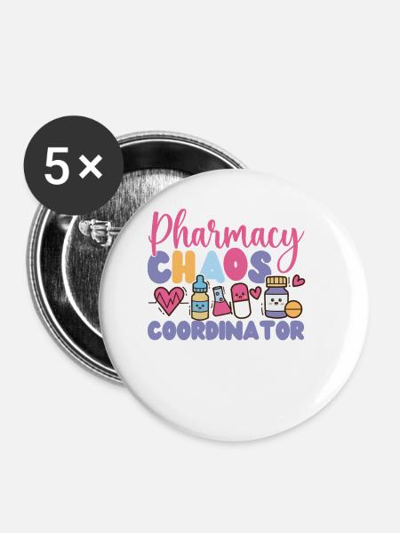 Pharmacy Tech Technician - Buttons klein 25 mm (5er Pack) - Weiß