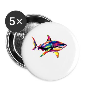 Shark Shark Tiger Shark Diver Cute Sharks Great White Shark - Buttons small 1''/25 mm (5-pack) - white - Front