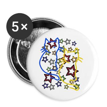Retro Katze Katzen 60er - Buttons klein 25 mm (5er Pack) - Weiß - Vorne