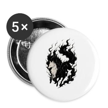 Mythisches Wolf Fusion Ink Design, Yin Yang - Buttons klein 25 mm (5er Pack) - Weiß - Vorne