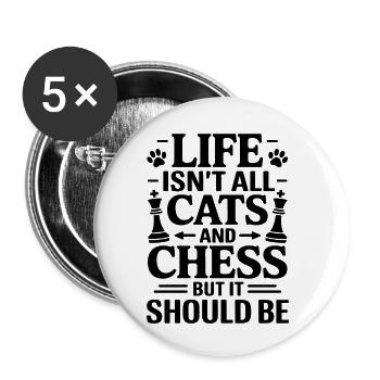 Échecs Disant Joueur D’échecs Chat Oeilles Cadeau - Lot de 5 petits badges (25 mm) - blanc - Devant