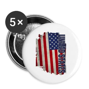 Drapeau des États-Unis, grunge vintage - Lot de 5 petits badges (25 mm) - blanc - Devant