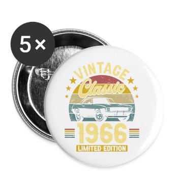 1966 60 Years Anniversary Men's Car - Buttons small 1''/25 mm (5-pack) - white - Front