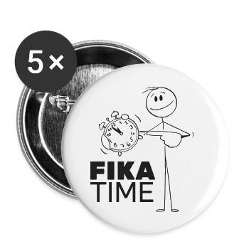 Minimalist Stopwatch with Fika Time - Buttons small 1''/25 mm (5-pack) - white - Front