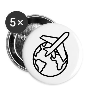 Icône Voyage Monde - Lot de 5 petits badges (25 mm) - blanc - Devant