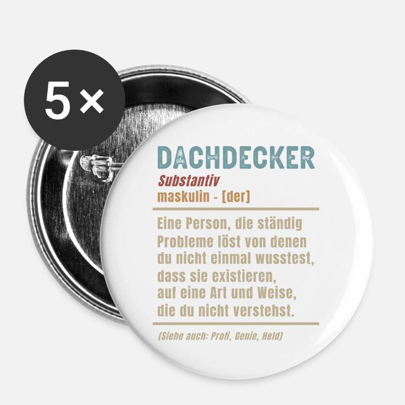 Couvreur Signification Définition Maître couvreur - Lot de 5 petits badges (25 mm) - blanc