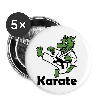 Karate Dragon - Buttons small 1''/25 mm (5-pack) - white - Front